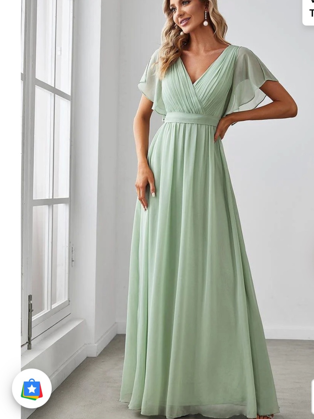 Ever Pretty Sage Green Chiffon V-Neck Maxi Dress bridesmaid formal